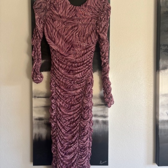 Michael Costello Revolve Shirred Midi Dress Mauve Pink XS - Picture 1 of 2